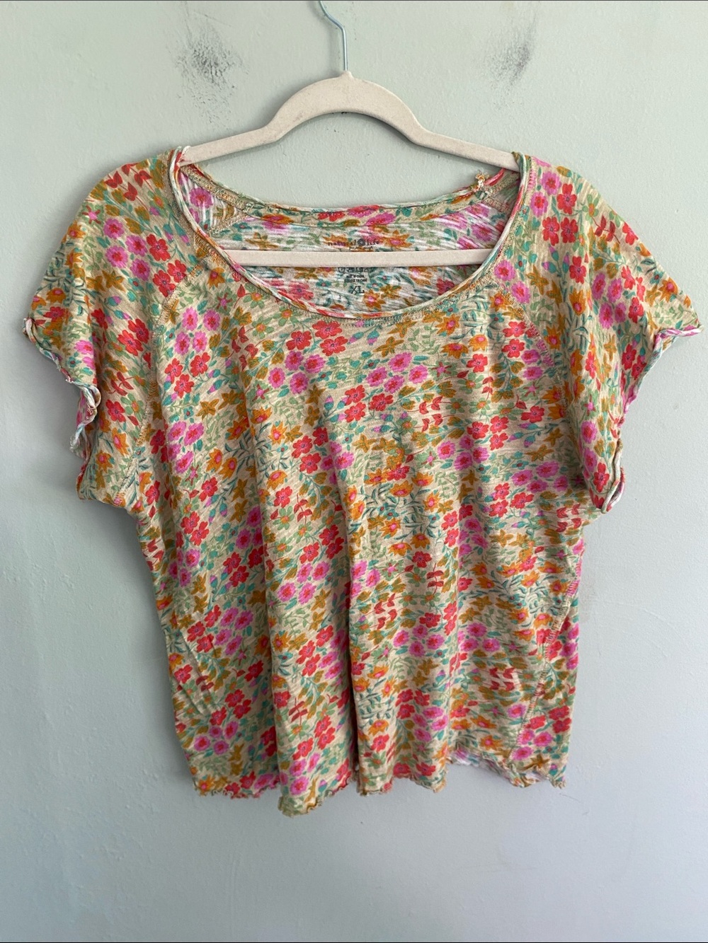 Natural Life Women’s Floral 100% Cotton Tee Shirt Size XL